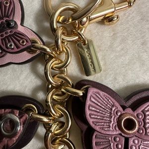 Coach Pink Butterflies Key Ring Handbag Charm